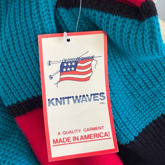 NWT VTG 80s KNITWAVES Ducks with Bows Ribbed Knit Colorblock Sweater SZ 6 - Picture 9 of 11